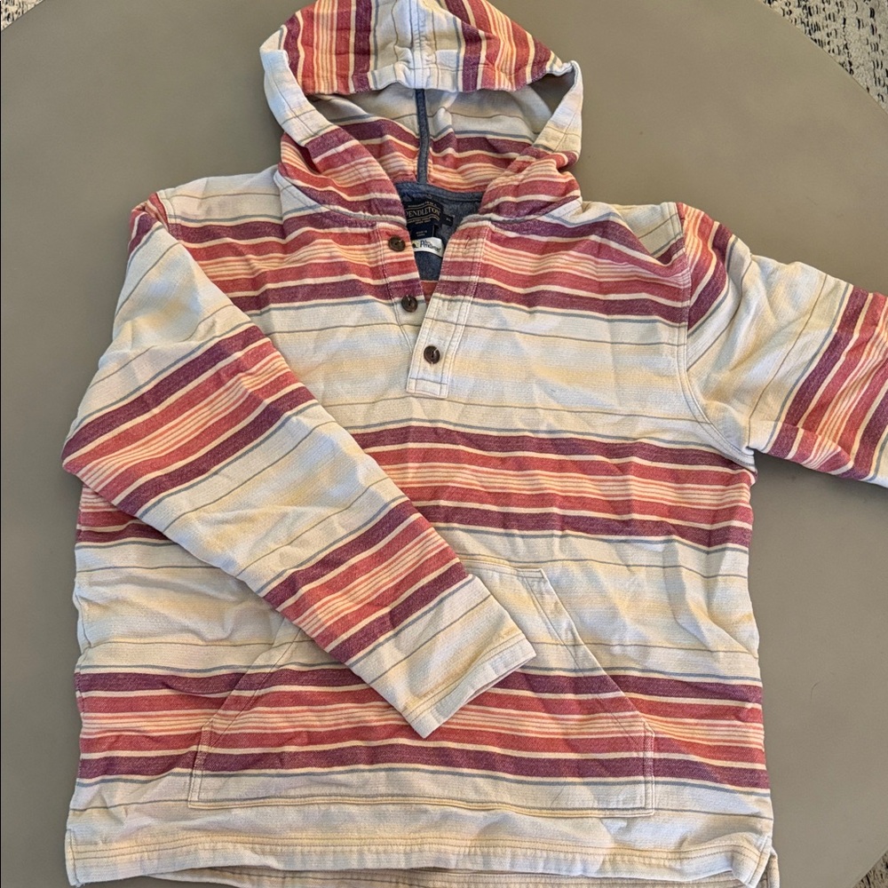 Pendleton Hoodie - Red and Cream Stripes